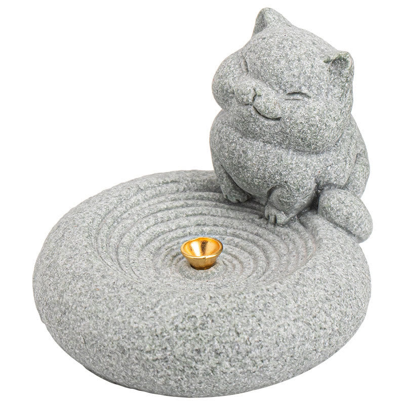 Buddha Stones Schattige luie staande kat Wierook voor op je bureau - image 11