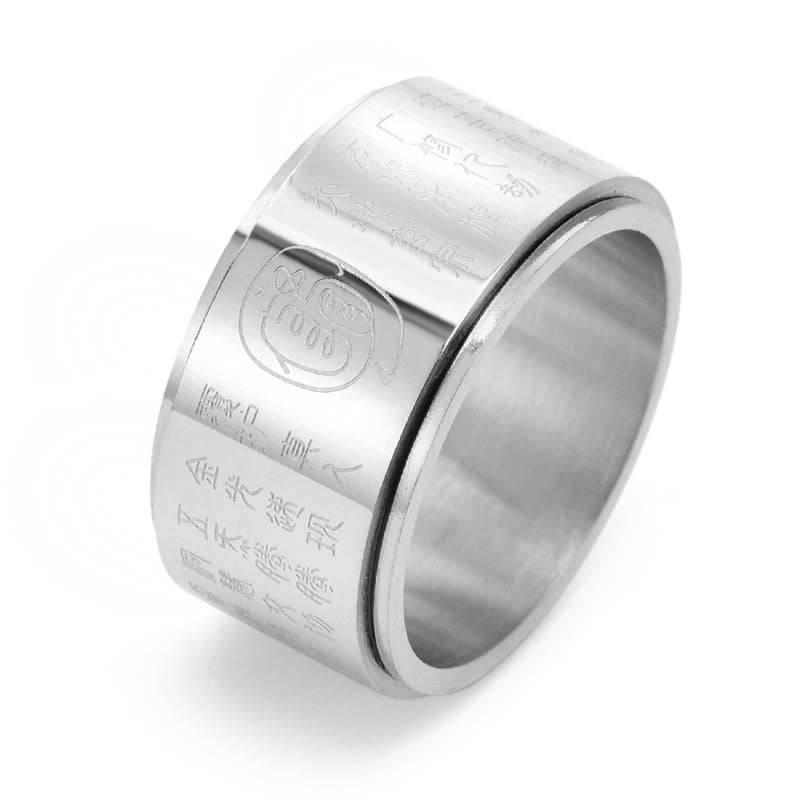 Buddha Stones Tibetaanse Gouden Licht Mantra Titanium Staal Glad Oppervlakte Spinner Ring - image 2