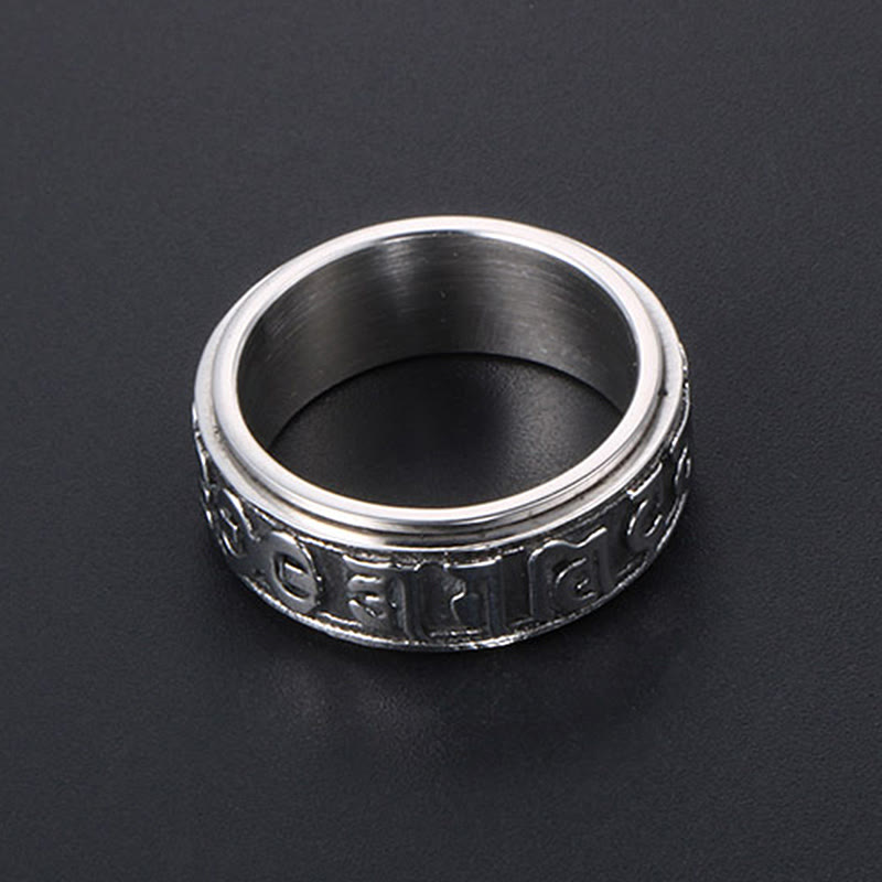 Buddha Stones Tibetaanse Om Mani Padme Hum titanium stalen Ring - image 2