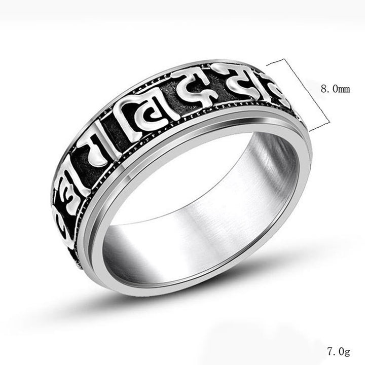 Buddha Stones Tibetaanse Om Mani Padme Hum titanium stalen Ring - image 8