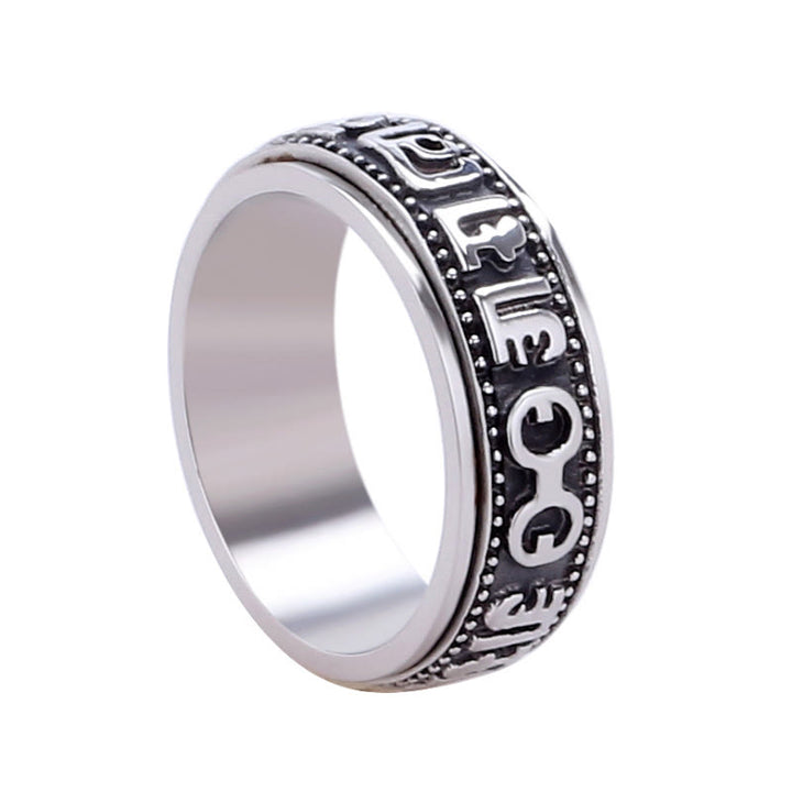 Buddha Stones Tibetaanse Om Mani Padme Hum titanium stalen Ring - image 9