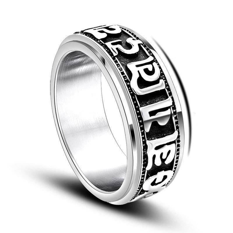 Buddha Stones Tibetaanse Om Mani Padme Hum titanium stalen Ring - image 10