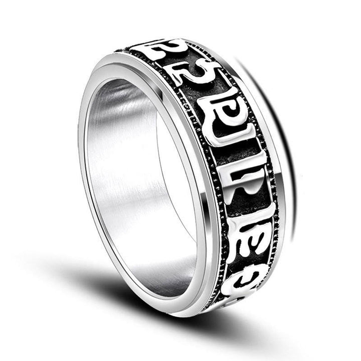 Buddha Stones Tibetaanse Om Mani Padme Hum titanium stalen Ring - image 10