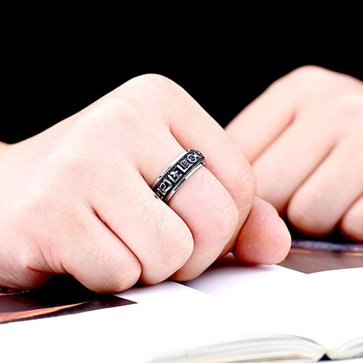 Buddha Stones Tibetaanse Om Mani Padme Hum titanium stalen Ring - image 22
