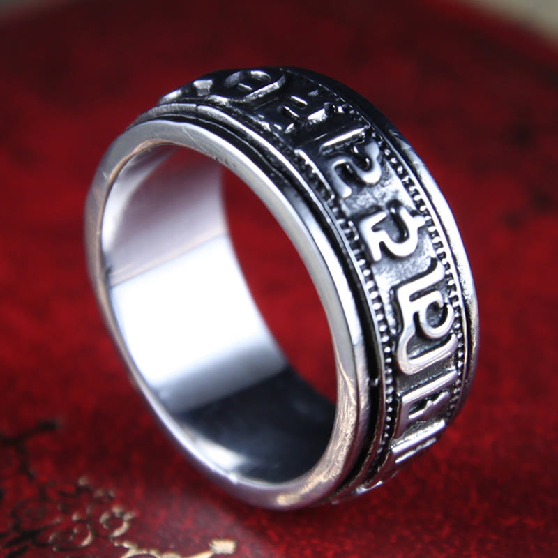 Buddha Stones Tibetaanse Om Mani Padme Hum titanium stalen Ring - image 13