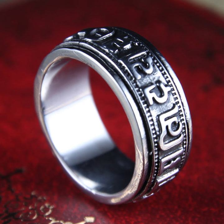 Buddha Stones Tibetaanse Om Mani Padme Hum titanium stalen Ring - image 13