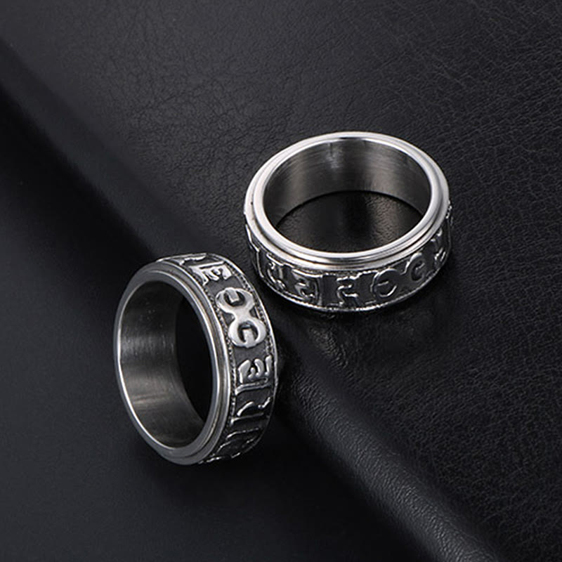 Buddha Stones Tibetaanse Om Mani Padme Hum titanium stalen Ring - image 14