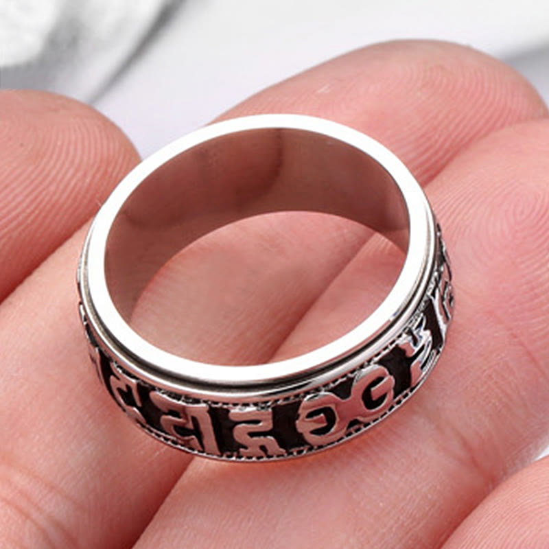 Buddha Stones Tibetaanse Om Mani Padme Hum titanium stalen Ring - image 20
