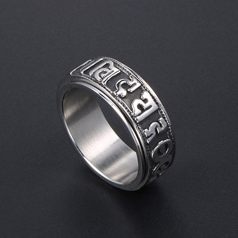 Buddha Stones Tibetaanse Om Mani Padme Hum titanium stalen Ring - image 15