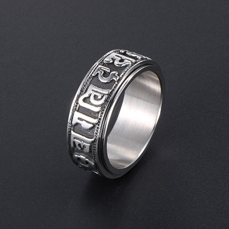 Buddha Stones Tibetaanse Om Mani Padme Hum titanium stalen Ring - image 17