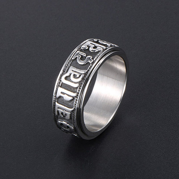 Buddha Stones Tibetaanse Om Mani Padme Hum titanium stalen Ring - image 17