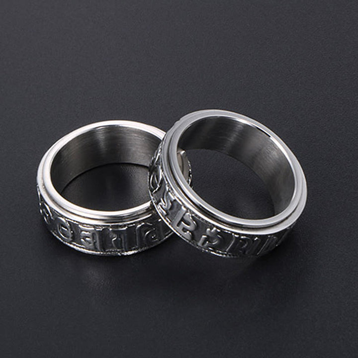 Buddha Stones Tibetaanse Om Mani Padme Hum titanium stalen Ring - image 4