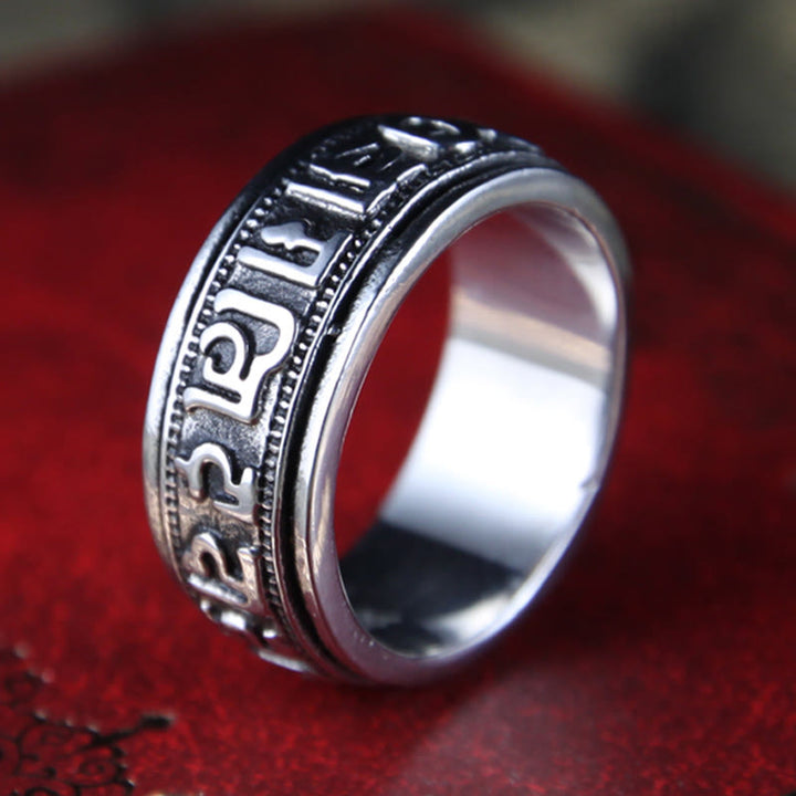 Buddha Stones Tibetaanse Om Mani Padme Hum titanium stalen Ring - image 12