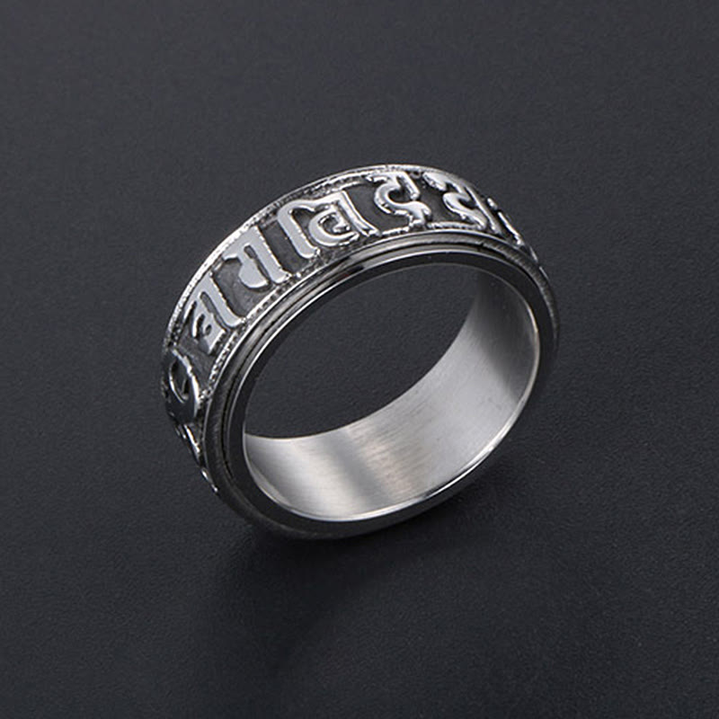 Buddha Stones Tibetaanse Om Mani Padme Hum titanium stalen Ring - image 19