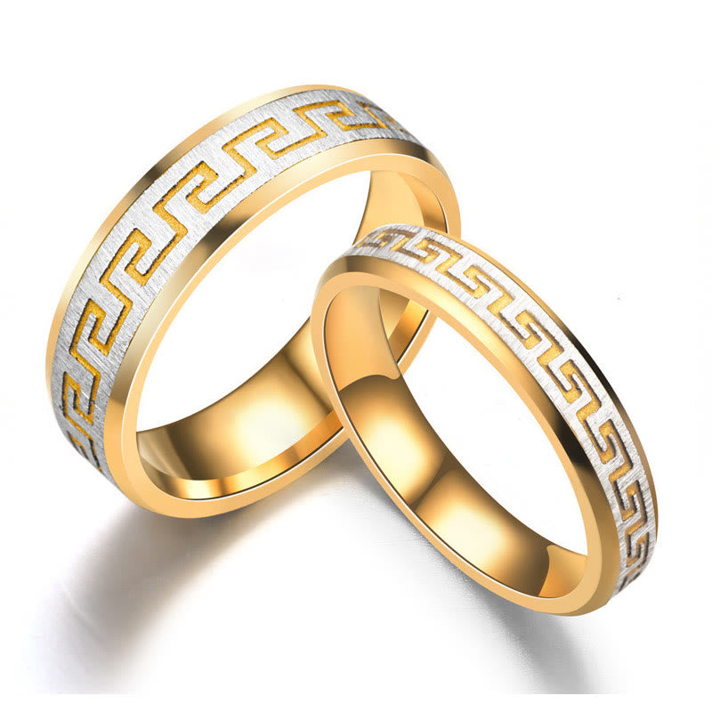 Buddha Stones Tibetaanse Ring van titaniumstaal met patroon van de Grote Muur - 6mm - US12 - image 3