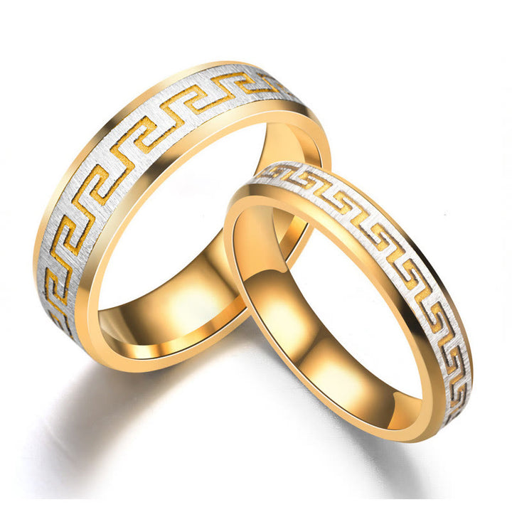 Buddha Stones Tibetaanse Ring van titaniumstaal met patroon van de Grote Muur - 6mm - US12 - image 3