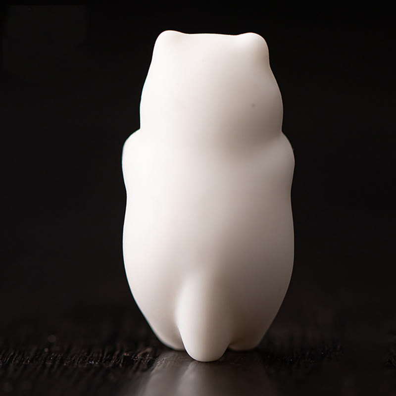 Buddha Stones Mini hangend wit theepotje/kat keramische beeldje voor op het bureau - image 4