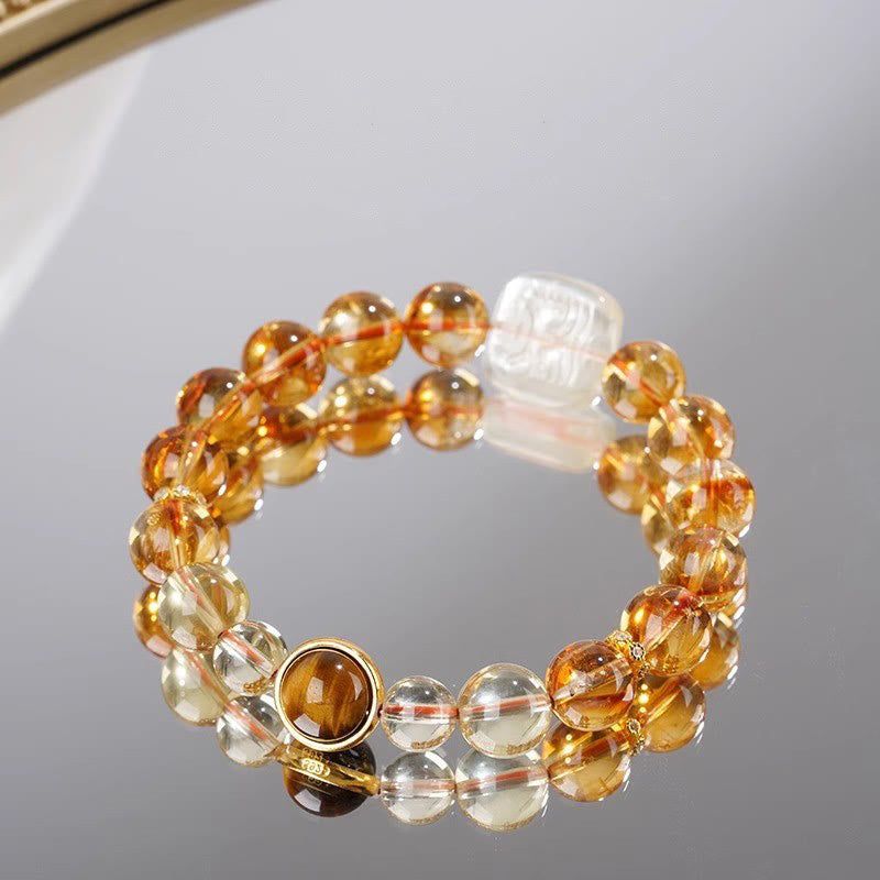 Buddha Stones Topaz Zashi Lhamo Armband - Topaas (Polsomtrek: 14-16 cm) - image 0