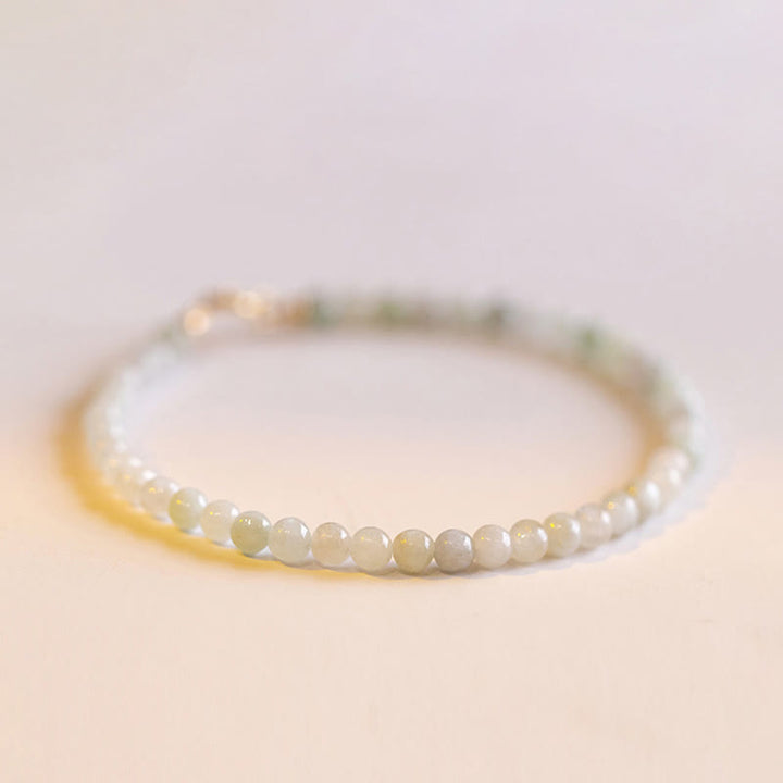 Buddha Stones Armband van 2 mm jade ultradunne kralen, 14k verguld koper. - image 0