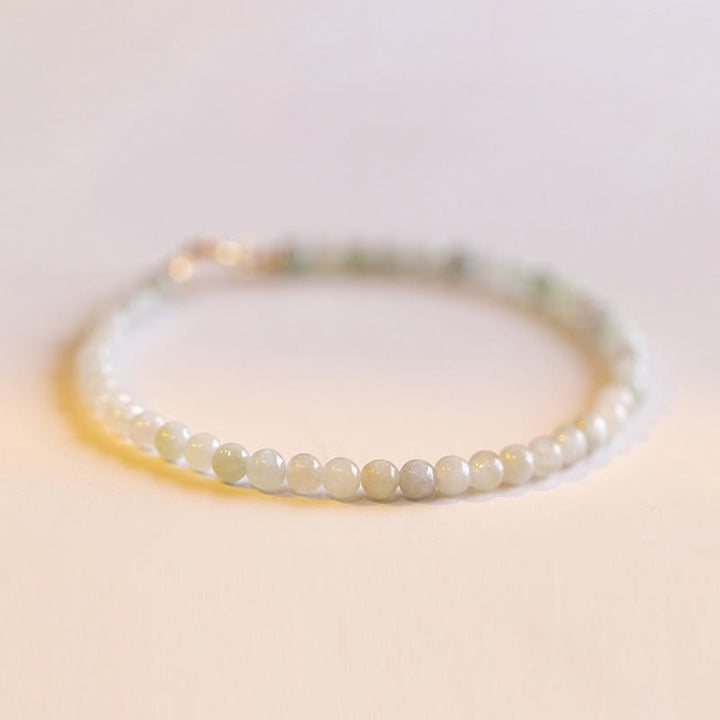 Buddha Stones Armband van 2 mm jade ultradunne kralen, 14k verguld koper. - 2 mm jade (Polsomtrek: 15 cm) - image 4