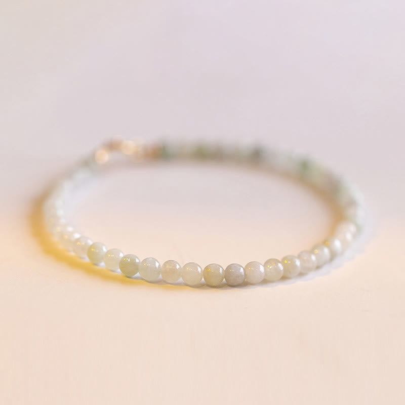 Buddha Stones Armband van 2 mm jade ultradunne kralen, 14k verguld koper. - 2 mm jade (Polsomtrek: 15 cm) + verlengketting - image 8