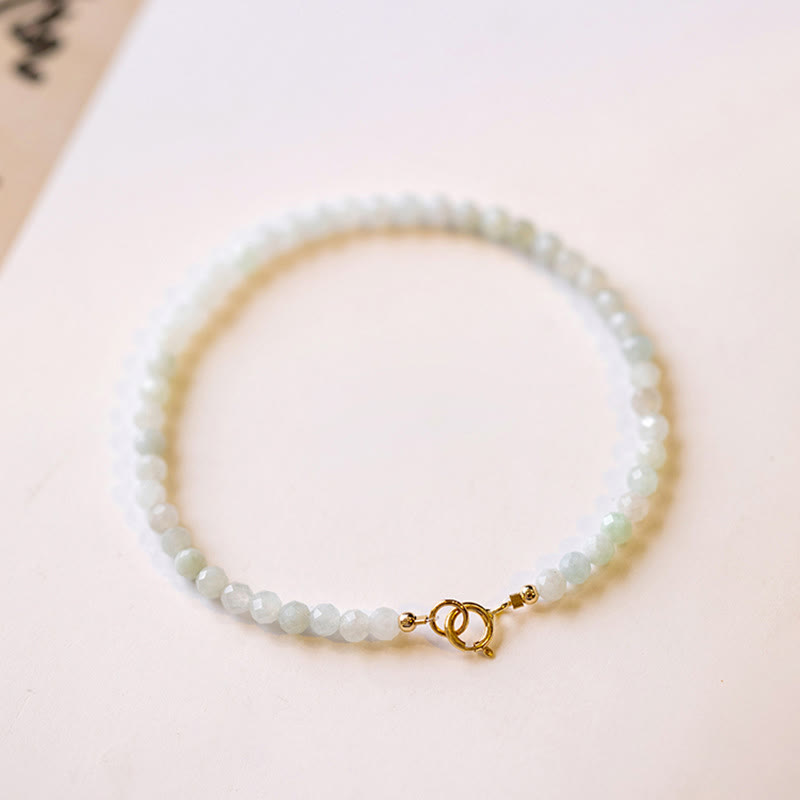 Buddha Stones Armband van 2 mm jade ultradunne kralen, 14k verguld koper. - image 1