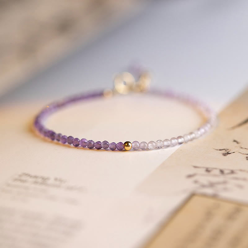 Buddha Stones 2,5 mm natuurlijke amethist ultradunne kralen 14k verguld koperen Inner Peace Armband - image 1