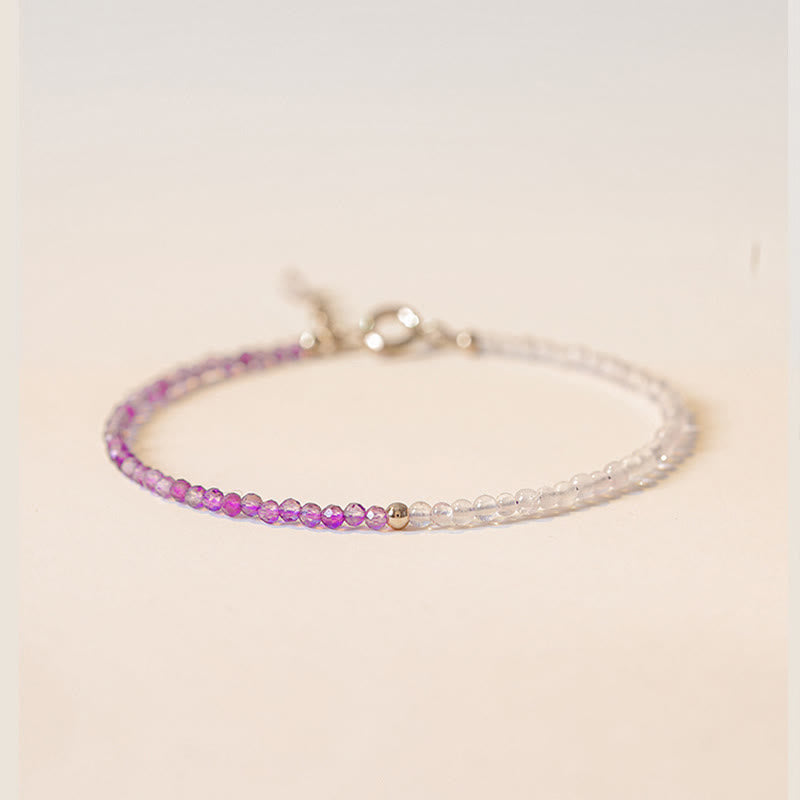 Buddha Stones 2,5 mm natuurlijke amethist ultradunne kralen 14k verguld koperen Inner Peace Armband - 2,5 mm amethist (Polsomtrek: 14-16 cm) - image 0