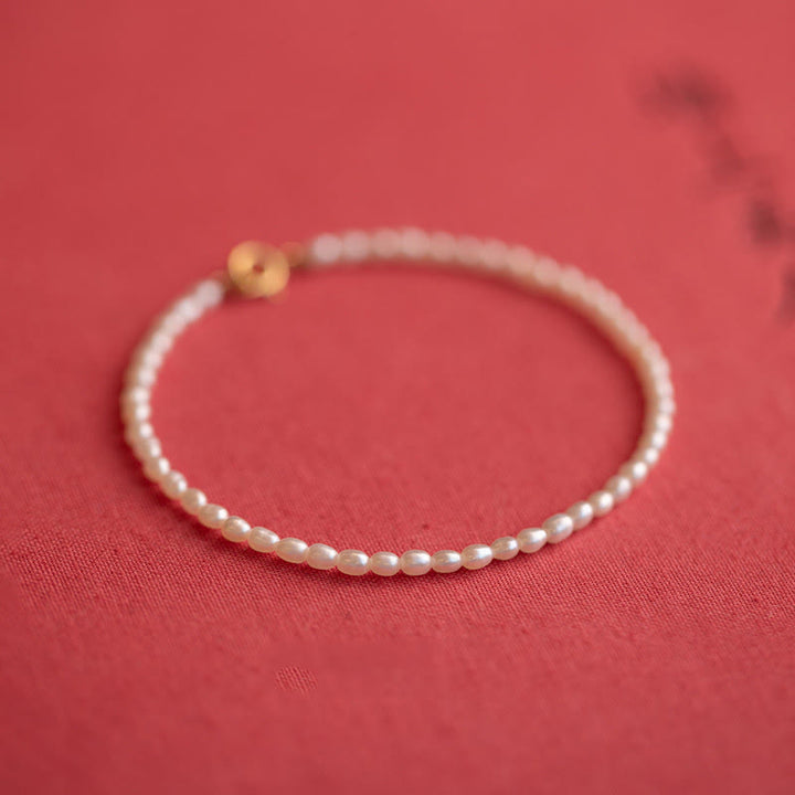 Buddha Stones 2 mm natuurlijke parel ultradunne kralen 14k verguld koperen Armband - image 1
