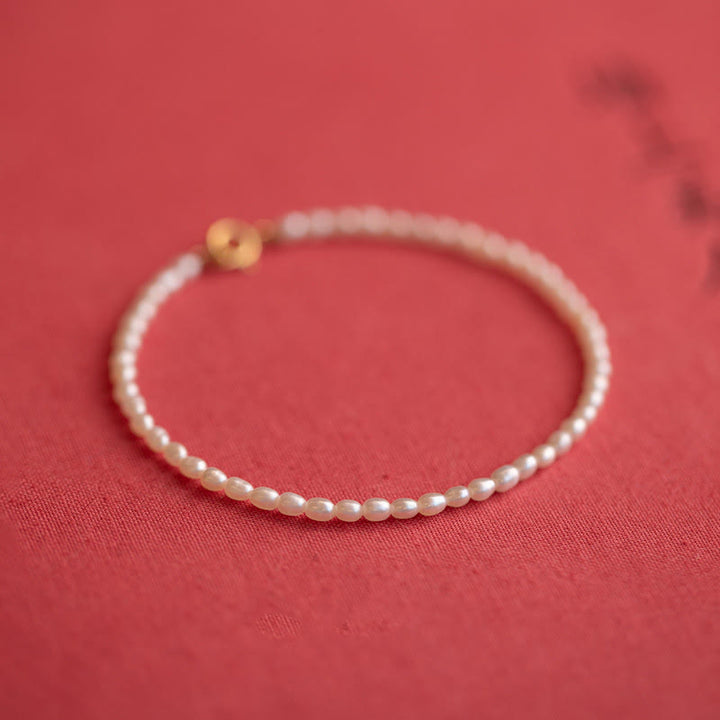 Buddha Stones 2 mm natuurlijke parel ultradunne kralen 14k verguld koperen Armband - Parel van 2 mm (Polsomtrek: 15 cm) - image 14