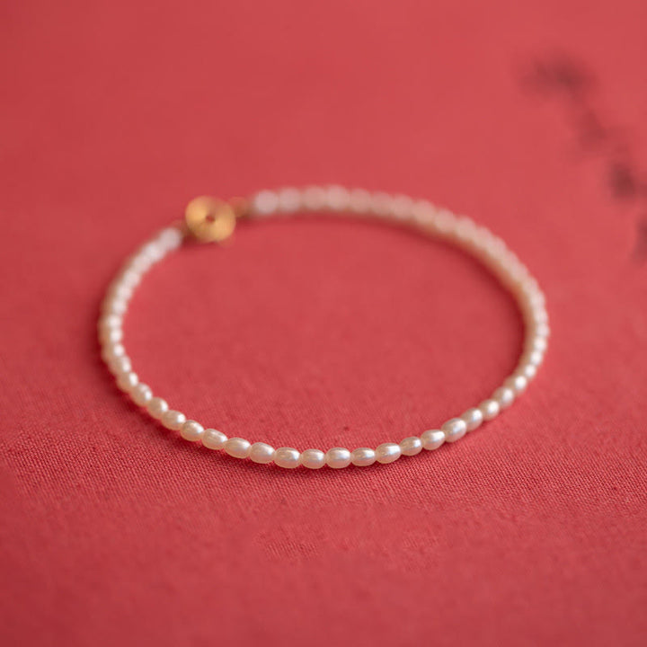 Buddha Stones 2 mm natuurlijke parel ultradunne kralen 14k verguld koperen Armband - Parel van 2 mm (Polsomtrek: 16 cm) - image 15