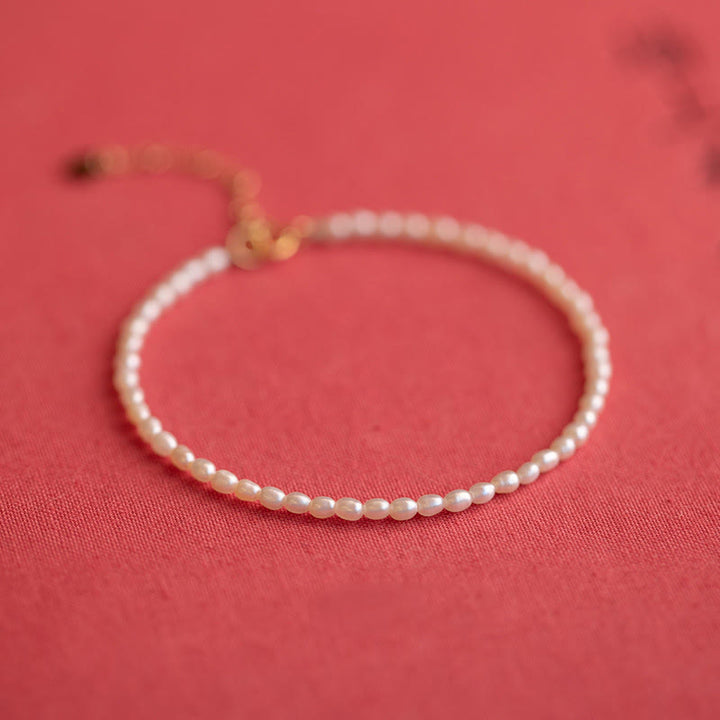 Buddha Stones 2 mm natuurlijke parel ultradunne kralen 14k verguld koperen Armband - 2 mm parel + verlengketting - image 16