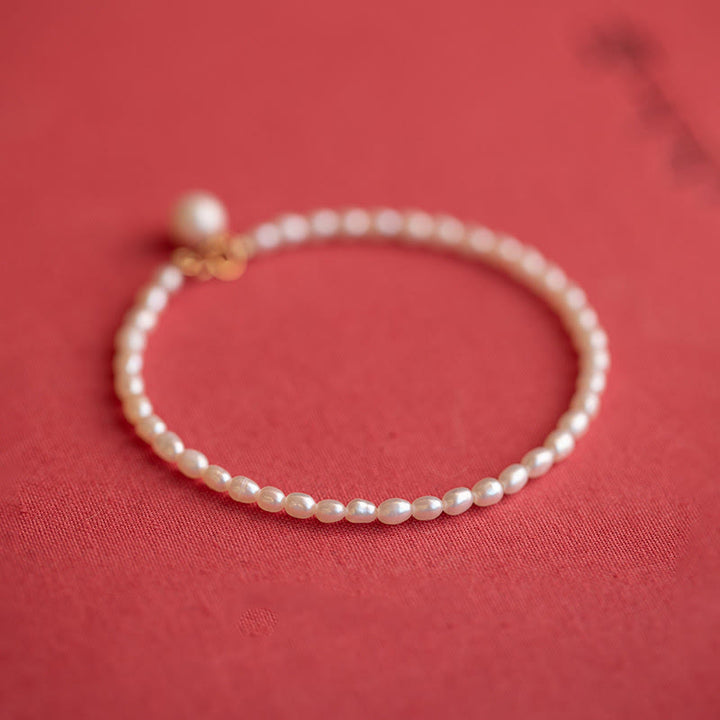 Buddha Stones 2 mm natuurlijke parel ultradunne kralen 14k verguld koperen Armband - 3 mm parel + verlengketting - image 20