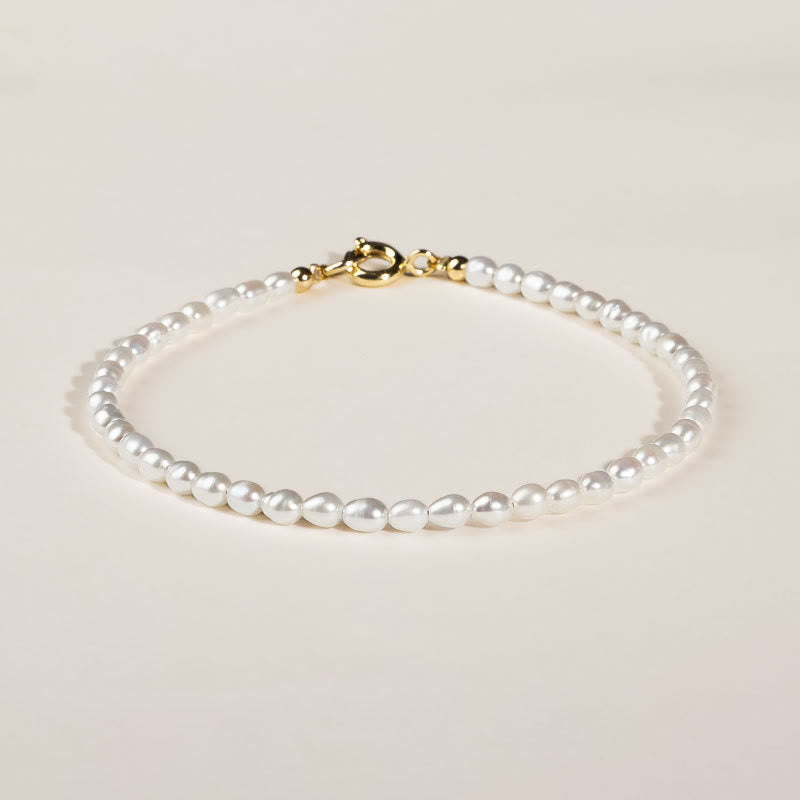 Buddha Stones 2 mm natuurlijke parel ultradunne kralen 14k verguld koperen Armband - image 0