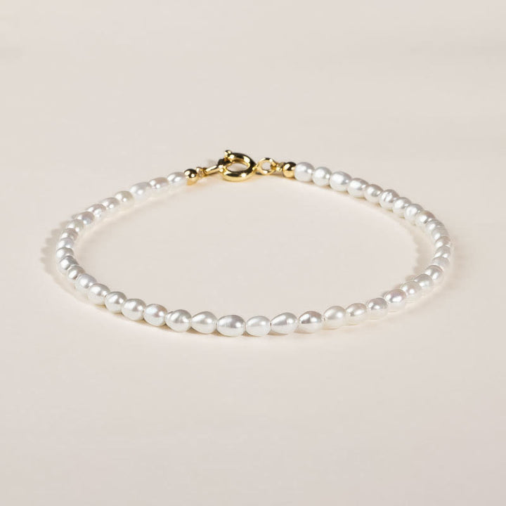 Buddha Stones 2 mm natuurlijke parel ultradunne kralen 14k verguld koperen Armband - image 0