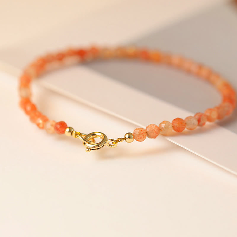 Buddha Stones 3 mm Sun Stone ultradunne kralen 14k verguld koperen Armband - image 2