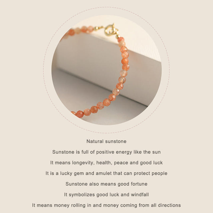 Buddha Stones 3 mm Sun Stone ultradunne kralen 14k verguld koperen Armband - image 7