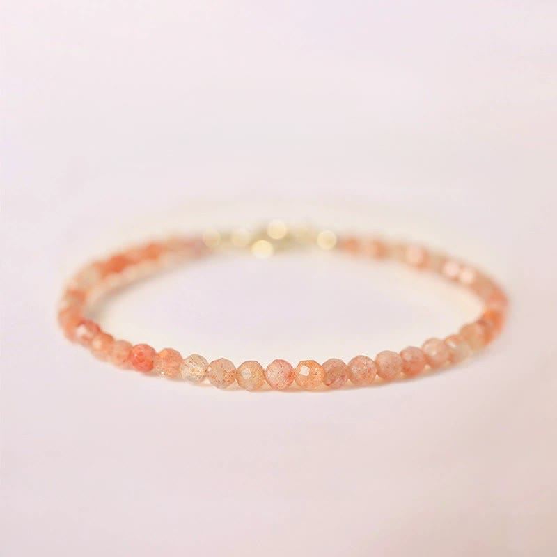 Buddha Stones 3 mm Sun Stone ultradunne kralen 14k verguld koperen Armband - image 0