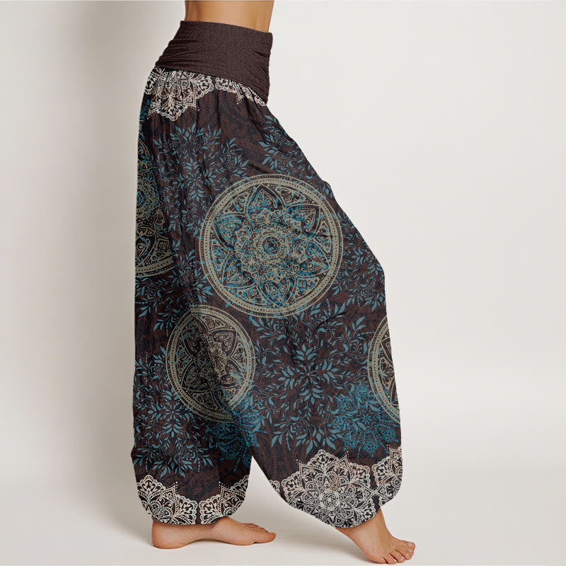 Buddha Stones Dames harembroek met elastische Taille en mandala-patroon van katoen en bladeren - image 1