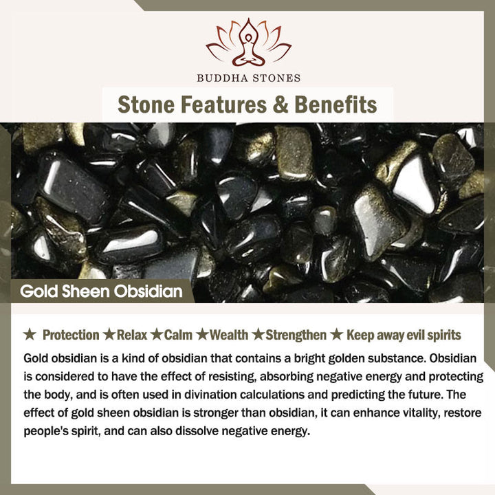 Buddha Stones Tijgeroog Goudglans Obsidiaan Om Mani Padme Hum Armband - image 6