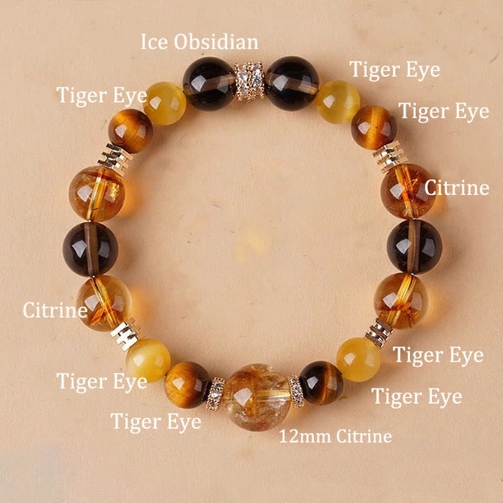 Buddha Stones Citrien Topaas Tijgeroog Armband - 10mm - image 1