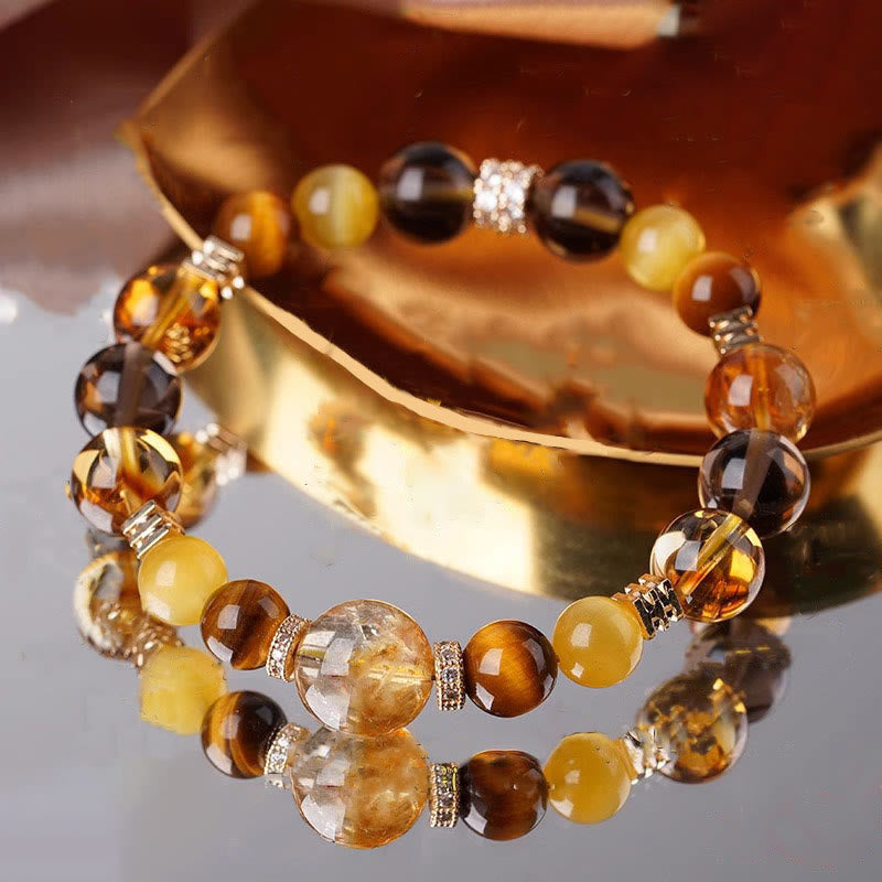 Buddha Stones Citrien Topaas Tijgeroog Armband - image 12