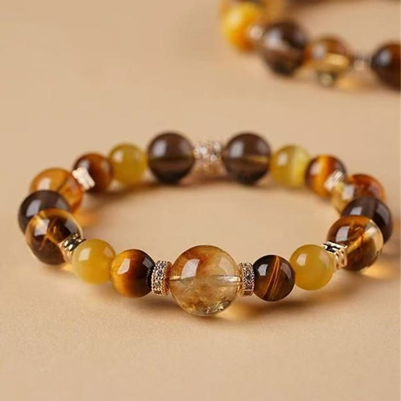 Buddha Stones Citrien Topaas Tijgeroog Armband - image 2