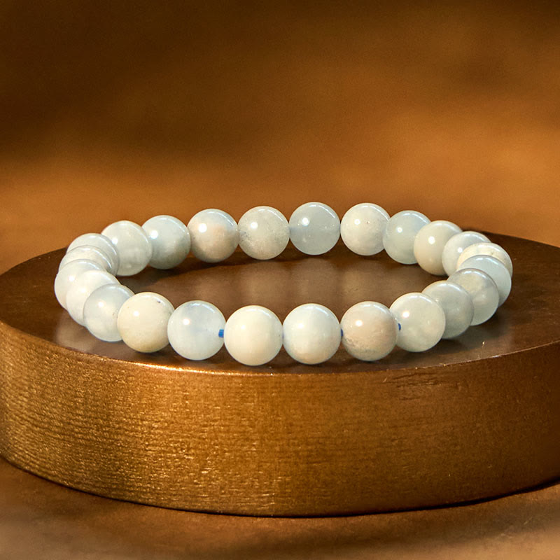 Buddha Stones Armband met helende kralen van natuurlijke aquamarijn - Aquamarijn (Polsomtrek: 14-16 cm) - image 0