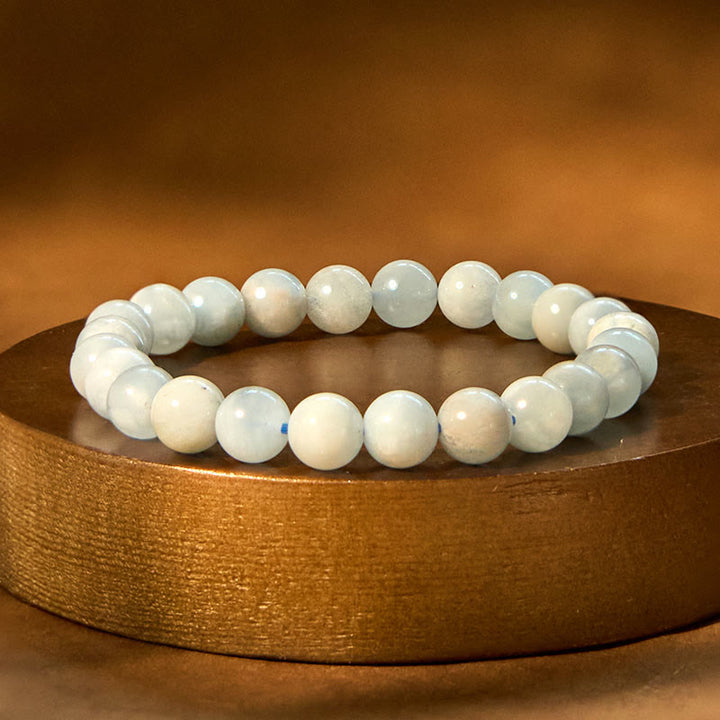 Buddha Stones Armband met helende kralen van natuurlijke aquamarijn - Aquamarijn (Polsomtrek: 14-16 cm) - image 0