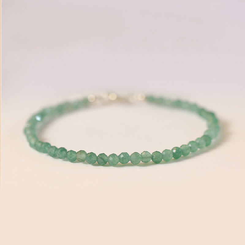 Buddha Stones 3 mm kleine groene aventurijn ultradunne Armband - 3 mm veelhoekige kralen - 16 cm - image 0