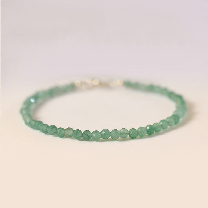 Buddha Stones 3 mm kleine groene aventurijn ultradunne Armband - 3 mm veelhoekige kralen - 16 cm - image 0