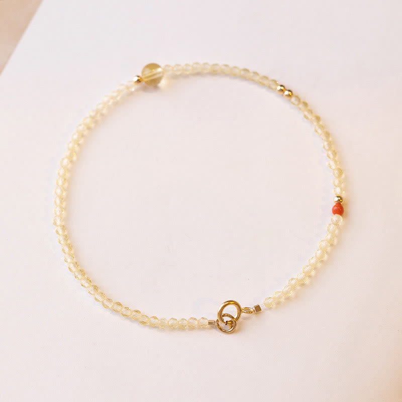 Buddha Stones 2 mm ultradunne citrien kralen van 14 karaats verguld koper, Armband - image 1