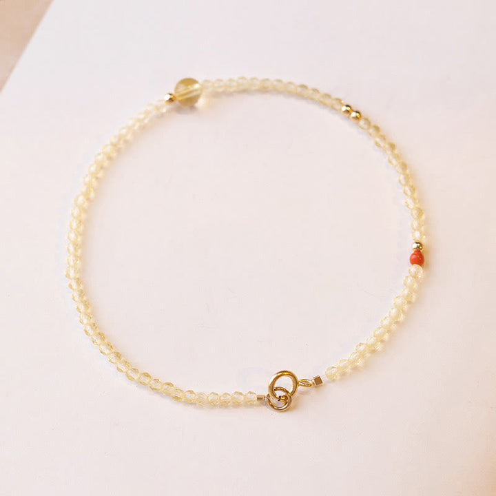 Buddha Stones 2 mm ultradunne citrien kralen van 14 karaats verguld koper, Armband - image 1