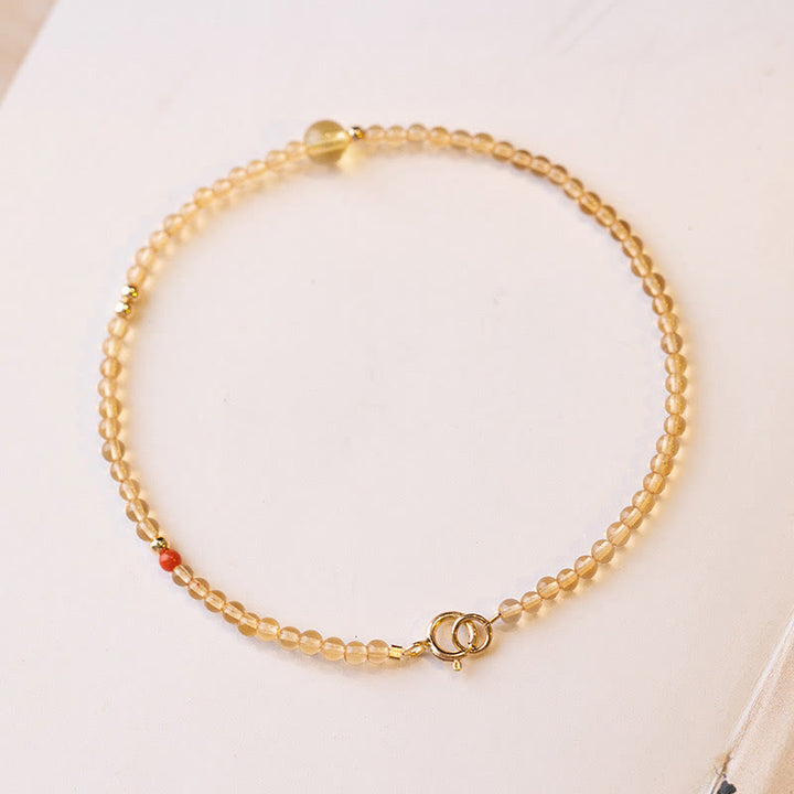Buddha Stones 2 mm ultradunne citrien kralen van 14 karaats verguld koper, Armband - Ronde kralen van 2 mm - 16 cm - image 12